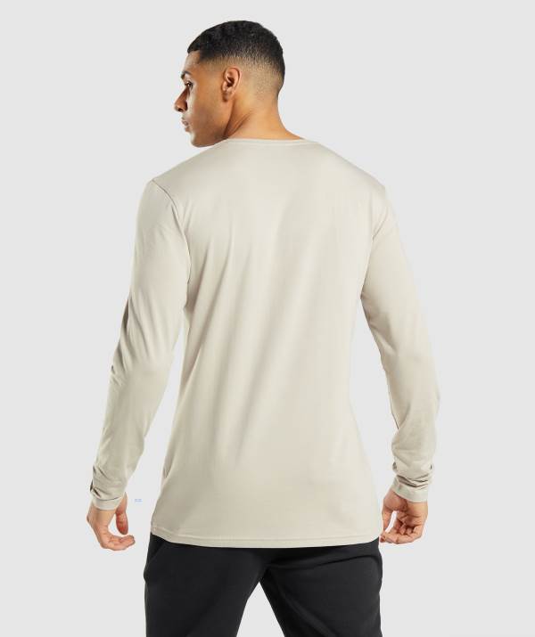 Panske Mikiny Gymshark Essential Long Sleeve Siva | EI6907245